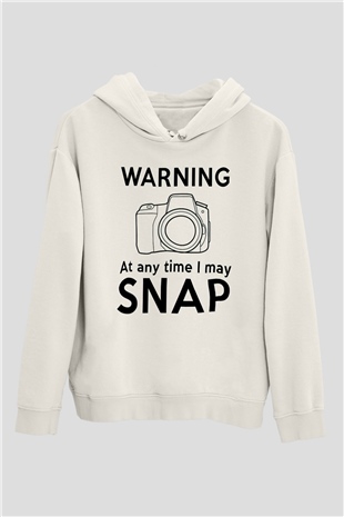 Fotoğrafçı Beyaz Unisex Kapüşonlu Sweatshirt