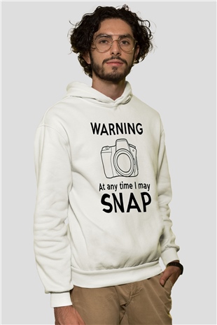 Fotoğrafçı Beyaz Unisex Kapüşonlu Sweatshirt