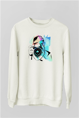 Fotoğrafçı Beyaz Unisex Sweatshirt