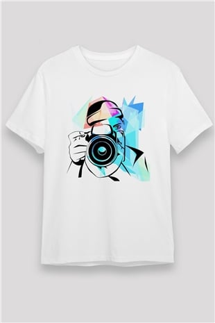 Fotoğrafçı Beyaz Unisex Tişört T-Shirt - TişörtFabrikası
