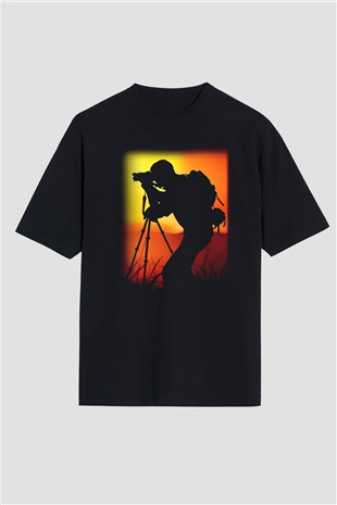 Fotoğrafçı Siyah Unisex Oversize Tişört T-Shirt