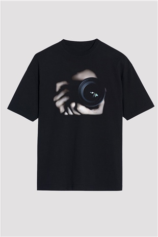Fotoğrafçı Siyah Unisex Oversize Tişört T-Shirt