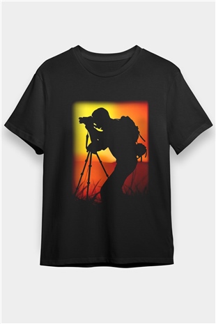 Fotoğrafçı Siyah Unisex Tişört T-Shirt - TişörtFabrikası