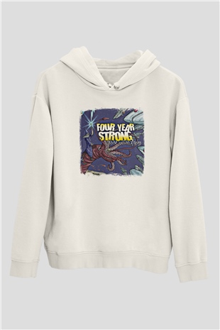 Four Year Strong Baskılı Unisex Beyaz Hoodie