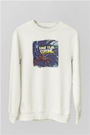 Four Year Strong Baskılı Unisex Beyaz Sweatshirt