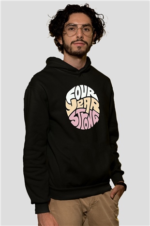 Four Year Strong Baskılı Unisex Siyah Kapüşonlu Sweatshirt