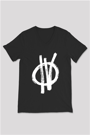 Four Year Strong Baskılı Unisex Siyah V Yaka Tişört - Tshirt