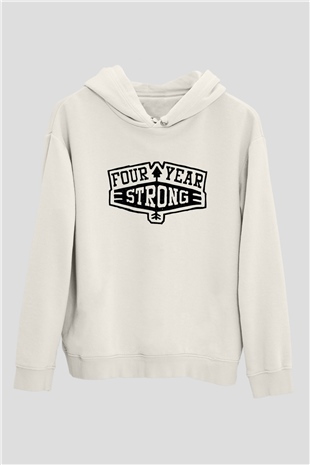 Four Year Strong Beyaz Unisex Kapşonlu Sweatshirt