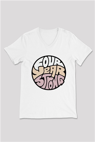 Four Year Strong Beyaz Unisex V Yaka Tişört