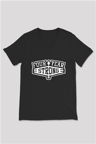 Four Year Strong Siyah Unisex V Yaka Tişört T-Shirt