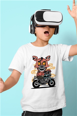 Foxy Motocross Baskılı Unisex Beyaz Çocuk Tişört