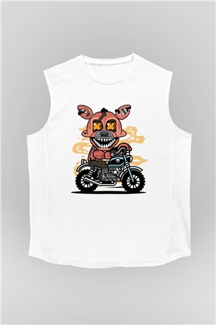 Foxy Motocross Baskılı Unisex Beyaz Kolsuz Tişört