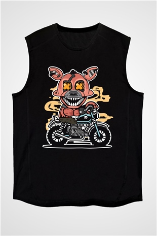 Foxy Motocross Baskılı Unisex Siyah Kolsuz Tişört