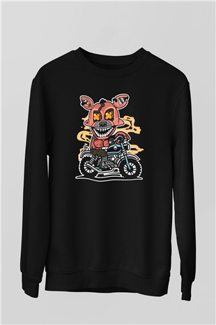 Foxy Motocross Baskılı Unisex Siyah Sweatshirt