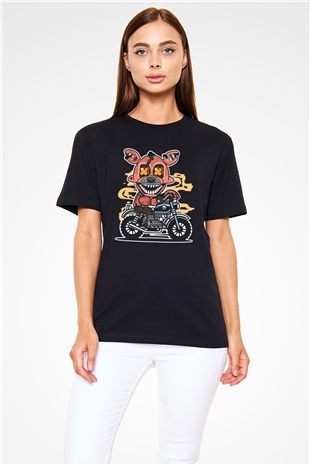 Foxy Motocross Baskılı Unisex Siyah Tişört