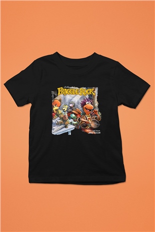 Fraggle Rock Baskılı Siyah Unisex Çocuk Tişört