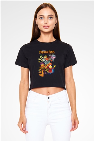 Fraggle Rock Siyah   Crop Top Tişört