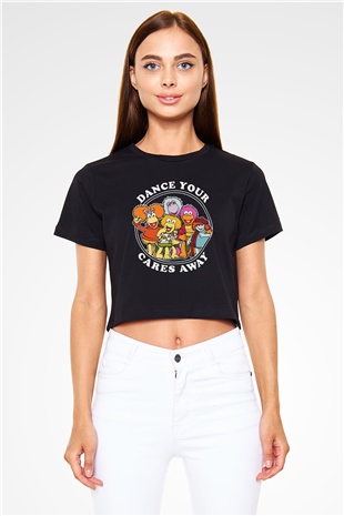 Fraggle Rock Siyah   Crop Top Tişört