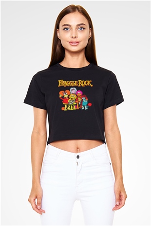 Fraggle Rock Siyah   Crop Top Tişört