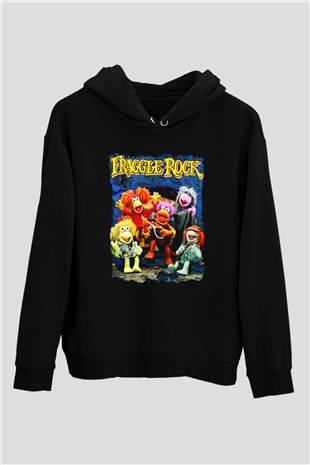 Fraggle Rock Siyah Unisex Kapüşonlu Sweatshirt