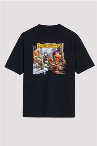 Fraggle Rock Siyah Unisex Oversize Tişört