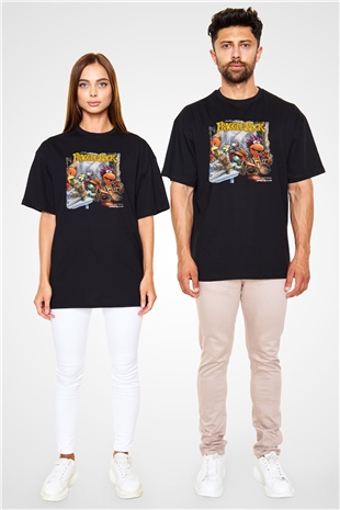 Fraggle Rock Siyah Unisex Oversize Tişört