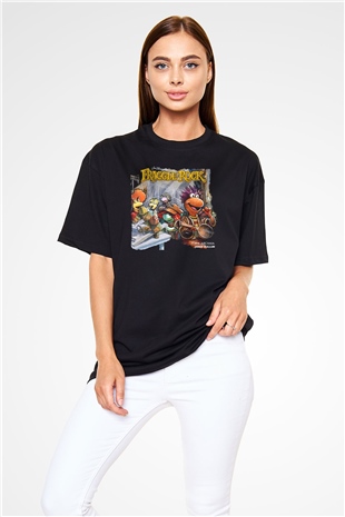 Fraggle Rock Siyah Unisex Oversize Tişört