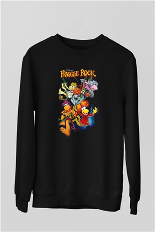 Fraggle Rock Siyah Unisex  Sweatshirt