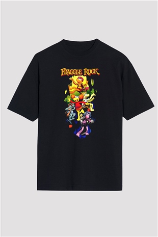 Fraggle Rock Siyah Oversize Tişört