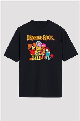 Fraggle Rock Siyah Oversize Tişört