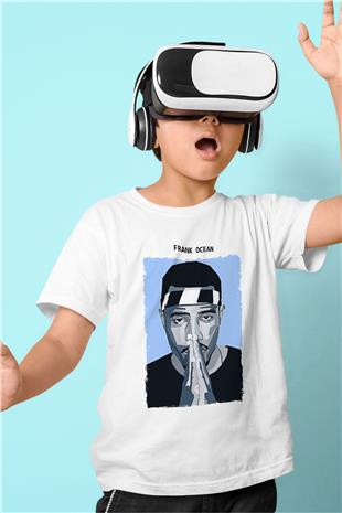 Frank Ocean Baskılı Beyaz Unisex Beyaz Çocuk Tişört - Tshirt