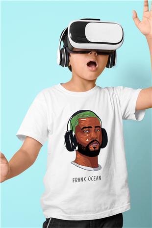 Frank Ocean Baskılı Beyaz Unisex Beyaz Çocuk Tişört - Tshirt