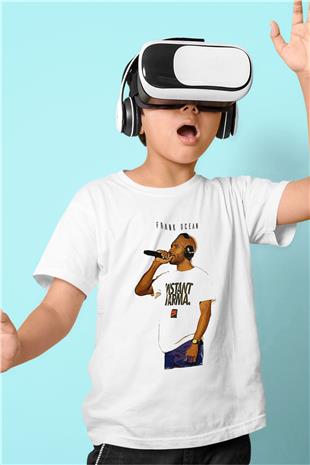 Frank Ocean Baskılı Beyaz Unisex Beyaz Çocuk Tişört - Tshirt