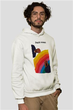 Frank Ocean Baskılı Beyaz Unisex Kapüşonlu Sweatshirt