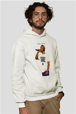 Frank Ocean Baskılı Beyaz Unisex Kapüşonlu Sweatshirt