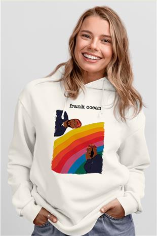 Frank Ocean Baskılı Beyaz Unisex Kapüşonlu Sweatshirt