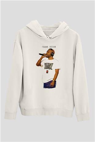 Frank Ocean Baskılı Beyaz Unisex Kapüşonlu Sweatshirt