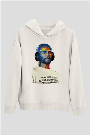 Frank Ocean Baskılı Beyaz Unisex Kapüşonlu Sweatshirt