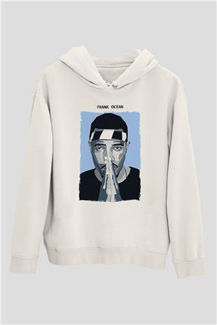 Frank Ocean Baskılı Beyaz Unisex Kapüşonlu Sweatshirt