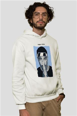 Frank Ocean Baskılı Beyaz Unisex Kapüşonlu Sweatshirt