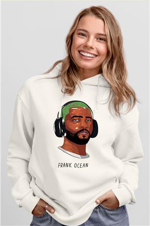 Frank Ocean Baskılı Beyaz Unisex Kapüşonlu Sweatshirt