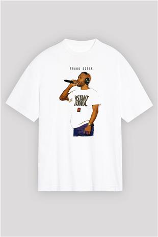 Frank Ocean Baskılı Beyaz Unisex Oversize Tişört - Tshirt