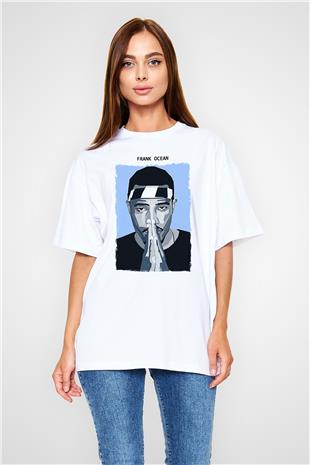 Frank Ocean Baskılı Beyaz Unisex Oversize Tişört - Tshirt