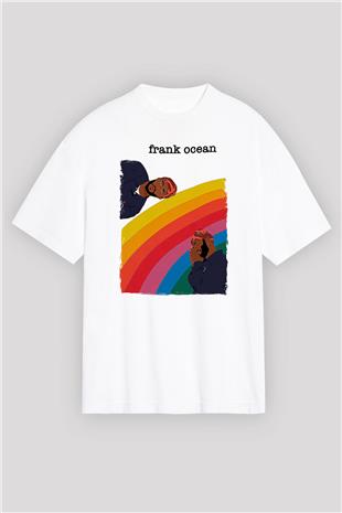 Frank Ocean Baskılı Beyaz Unisex Oversize Tişört - Tshirt