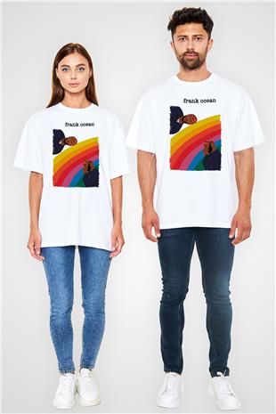 Frank Ocean Baskılı Beyaz Unisex Oversize Tişört - Tshirt