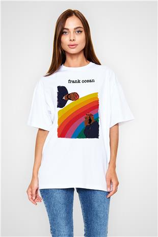 Frank Ocean Baskılı Beyaz Unisex Oversize Tişört - Tshirt