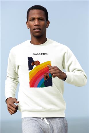 Frank Ocean Baskılı Beyaz Unisex Sweatshirt