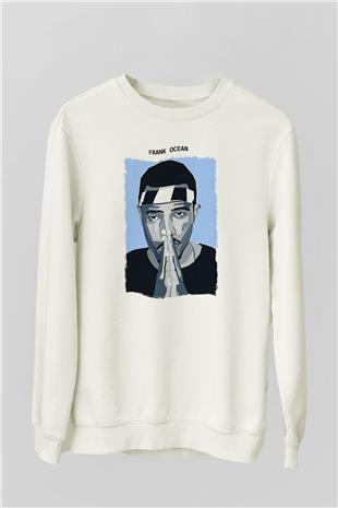 Frank Ocean Baskılı Beyaz Unisex Sweatshirt