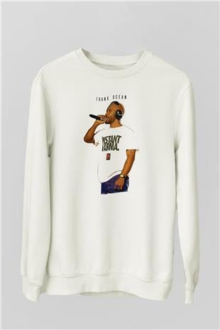 Frank Ocean Baskılı Beyaz Unisex Sweatshirt