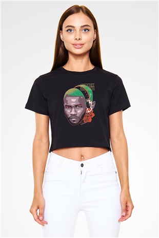 Frank Ocean Baskılı Siyah Crop Top Kadın Tişört - Tshirt